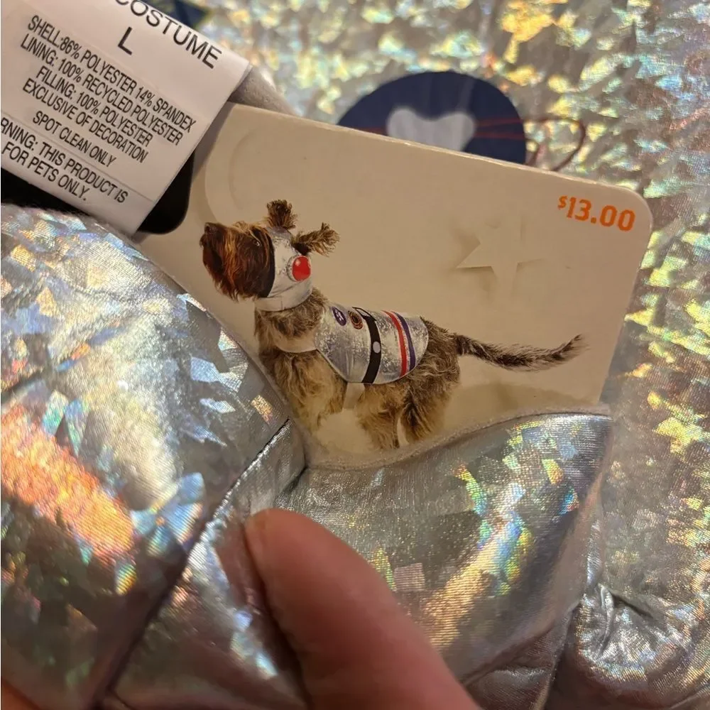 Silver Holographic Dog Costume